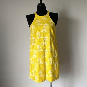 Yellow Linen Dress with White Palm Trees 🌴🌴